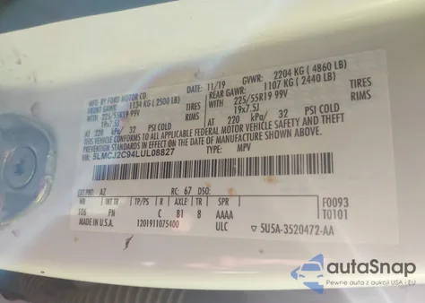 2020 Lincoln Corsair Reserve from USA, damaged, VIN 5LMCJ2C94LUL08827